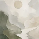 Sage Moon Neutral Abstract Wall Art Canvas Print