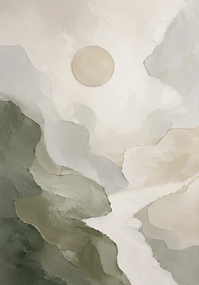 Sage Moon Neutral Abstract Wall Art Canvas Print
