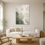 Sage Moon Neutral Abstract Wall Art Canvas Print styled in a refined neutral interior