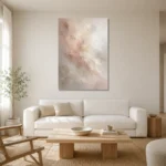 Blush Ivory Neutral Abstract Wall Art Canvas Print styled in a refined neutral interior