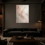 Blush Ivory Neutral Abstract Wall Art Canvas Print shown in a warm modern interior