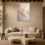 Blush Ivory Neutral Abstract Wall Art Canvas Print presented in a sophisticated home setting
