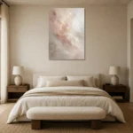 Blush Ivory Neutral Abstract Wall Art Canvas Print showcased in an elegant minimalist interior