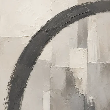 Charcoal Arc Neutral Abstract Wall Art Canvas Print