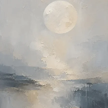 Moonlit Horizon Neutral Abstract Wall Art Canvas Print