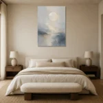 Moonlit Horizon Neutral Abstract Wall Art Canvas Print showcased in an elegant minimalist interior