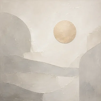 Golden Circle Neutral Abstract Wall Art Canvas Print