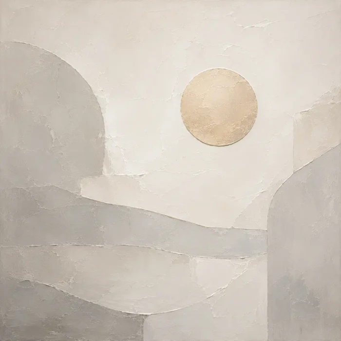 Golden Circle Neutral Abstract Wall Art Canvas Print