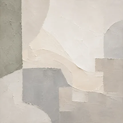 Ivory Geometry Neutral Abstract Wall Art Canvas Print