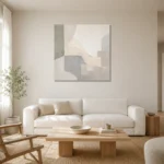 Ivory Geometry Neutral Abstract Wall Art Canvas Print styled in a refined neutral interior