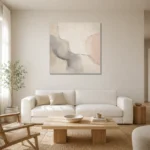 Blush Line Neutral Abstract Wall Art Canvas Print styled in a refined neutral interior