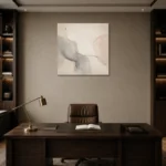 Blush Line Neutral Abstract Wall Art Canvas Print displayed in a contemporary gallery-inspired room