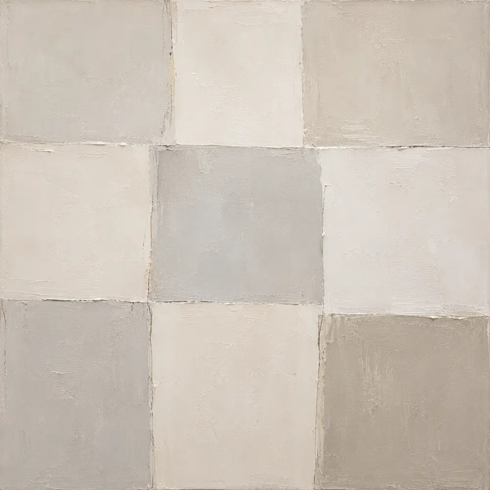 Quiet Grid Neutral Abstract Wall Art Canvas Print