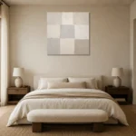 Quiet Grid Neutral Abstract Wall Art Canvas Print showcased in an elegant minimalist interior