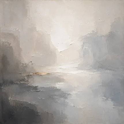 Mist Horizon Neutral Abstract Wall Art Canvas Print