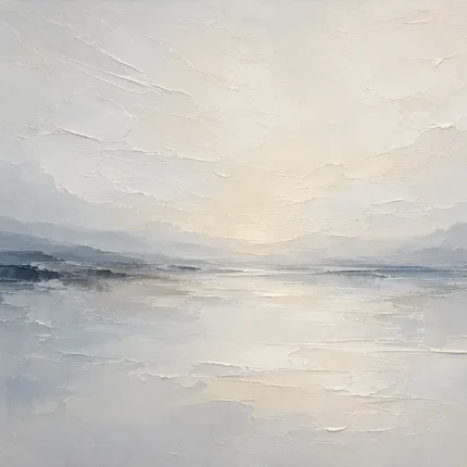 Pale Horizon Neutral Abstract Wall Art Canvas Print