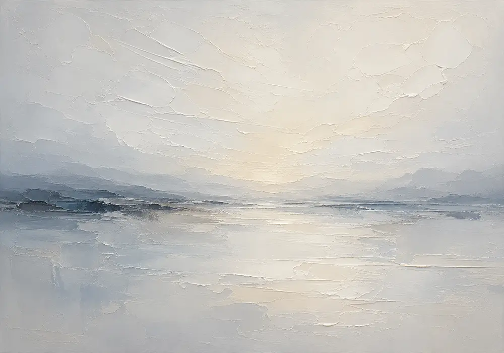 Pale Horizon Neutral Abstract Wall Art Canvas Print