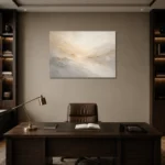 Champagne Horizon Neutral Abstract Wall Art Canvas Print displayed in a contemporary gallery-inspired room