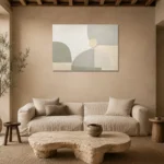 Sage Arch Neutral Abstract Wall Art Canvas Print presented in a sophisticated home setting