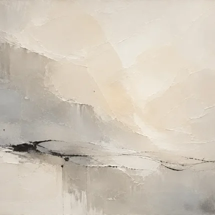 Ink Horizon Neutral Abstract Wall Art Canvas Print