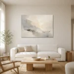 Ink Horizon Neutral Abstract Wall Art Canvas Print styled in a refined neutral interior
