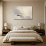Ink Horizon Neutral Abstract Wall Art Canvas Print showcased in an elegant minimalist interior