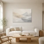 Layered Hills Neutral Abstract Wall Art Canvas Print styled in a refined neutral interior