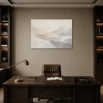 Layered Hills Neutral Abstract Wall Art Canvas Print displayed in a contemporary gallery-inspired room