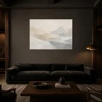 Layered Hills Neutral Abstract Wall Art Canvas Print shown in a warm modern interior