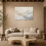 Layered Hills Neutral Abstract Wall Art Canvas Print presented in a sophisticated home setting
