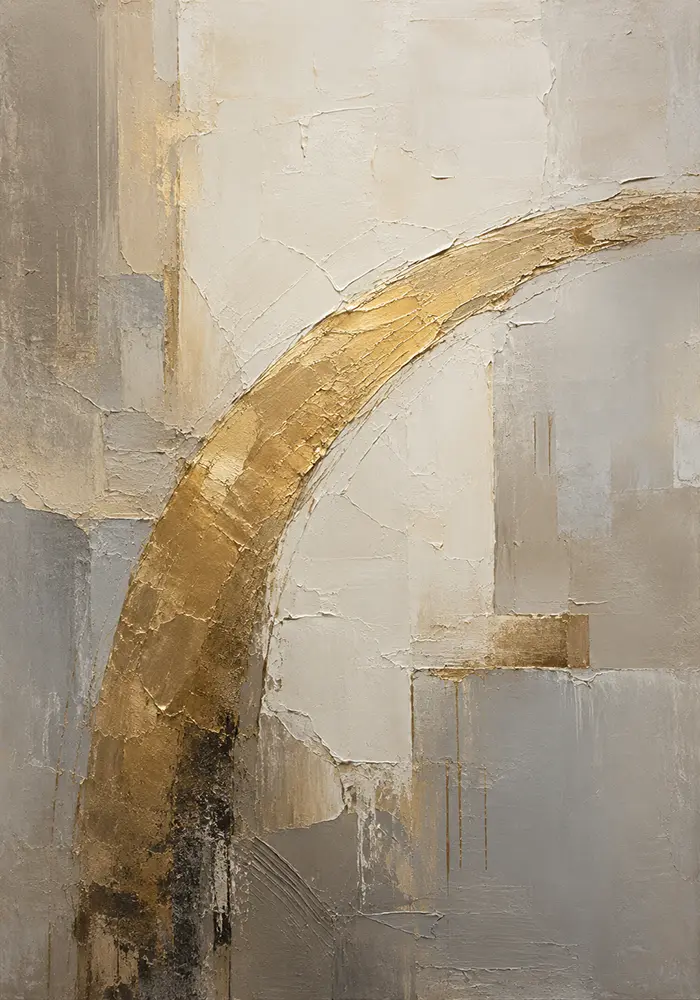 Antique Gold Arc Gold Abstract Wall Art Canvas Print