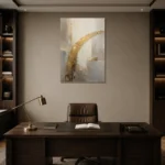 Antique Gold Arc Gold Abstract Wall Art Canvas Print displayed in a contemporary gallery-inspired room