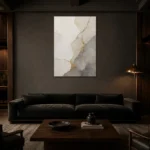 Gilded Kintsugi Stone Gold Abstract Wall Art Canvas Print shown in a warm modern interior