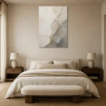 Gilded Kintsugi Stone Gold Abstract Wall Art Canvas Print showcased in an elegant minimalist interior