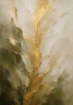 Verdant Gilded Bloom Gold Abstract Wall Art Canvas Print