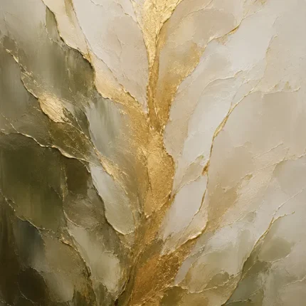 Verdant Gilded Bloom Gold Abstract Wall Art Canvas Print