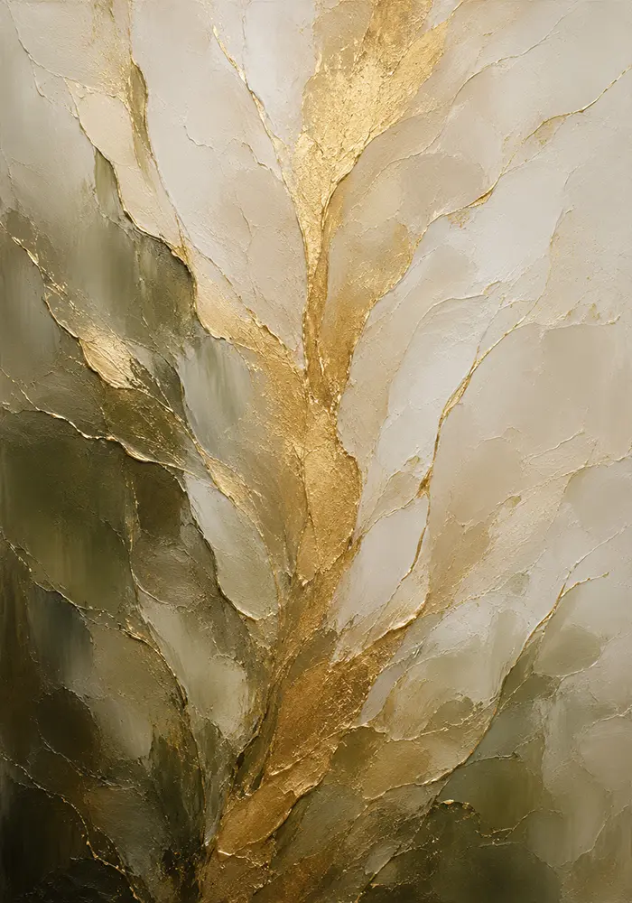 Verdant Gilded Bloom Gold Abstract Wall Art Canvas Print