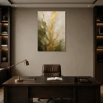 Verdant Gilded Bloom Gold Abstract Wall Art Canvas Print displayed in a contemporary gallery-inspired room