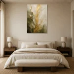 Verdant Gilded Bloom Gold Abstract Wall Art Canvas Print showcased in an elegant minimalist interior