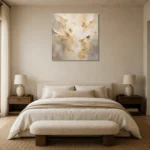 Gilded Fragment Field Gold Abstract Wall Art Canvas Print showcased in an elegant minimalist interior