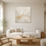 Pearl Gilded Current Gold Abstract Wall Art Canvas Print styled in a refined neutral interior