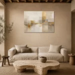 Gilded Skyline Passage Gold Abstract Wall Art Canvas Print presented in a sophisticated home setting
