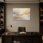 Aureate Cloudscape Gold Abstract Wall Art Canvas Print displayed in a contemporary gallery-inspired room