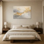 Aureate Cloudscape Gold Abstract Wall Art Canvas Print showcased in an elegant minimalist interior