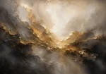 Obsidian Gilded Horizon Gold Abstract Wall Art Canvas Print