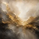 Obsidian Gilded Horizon Gold Abstract Wall Art Canvas Print