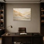 Gilded Wavefield Gold Abstract Wall Art Canvas Print displayed in a contemporary gallery-inspired room
