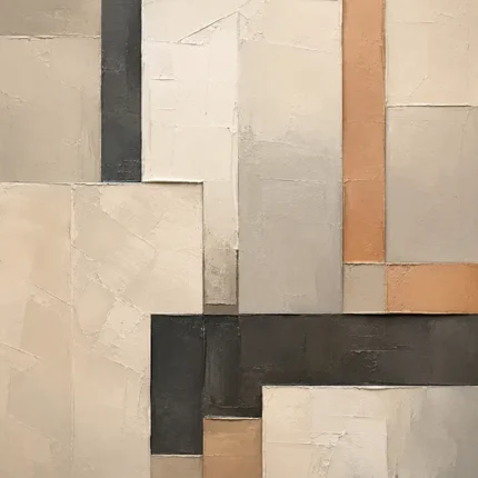 Textured Neutral Blocks Geometric Abstract Wall Art Canvas Print