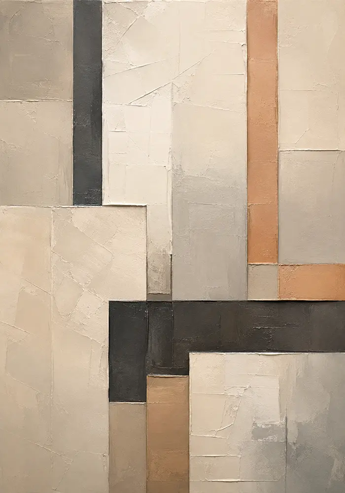 Textured Neutral Blocks Geometric Abstract Wall Art Canvas Print