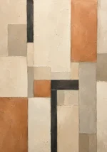 Terracotta Grid Geometric Abstract Wall Art Canvas Print